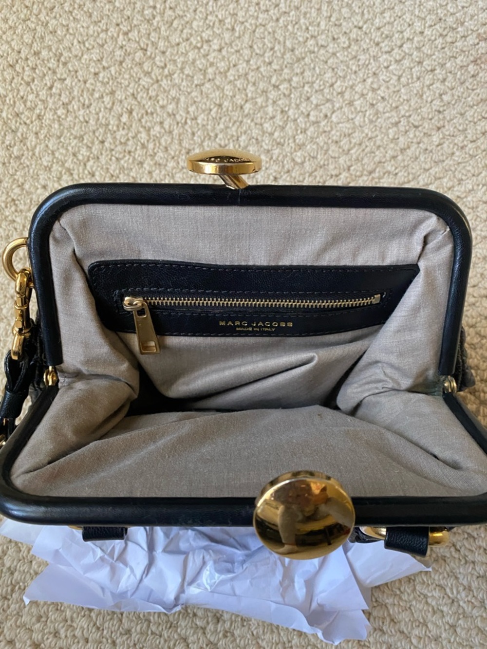 Marc Jacobs Stam Black Quilted Leather Satchel with Gold Rings - Picture 2 of 4